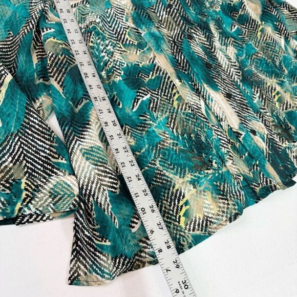Catherines Top Shirt Womens 2X Petite Roll Tab Sleeve Green Floral Button Up - Picture 6 of 10